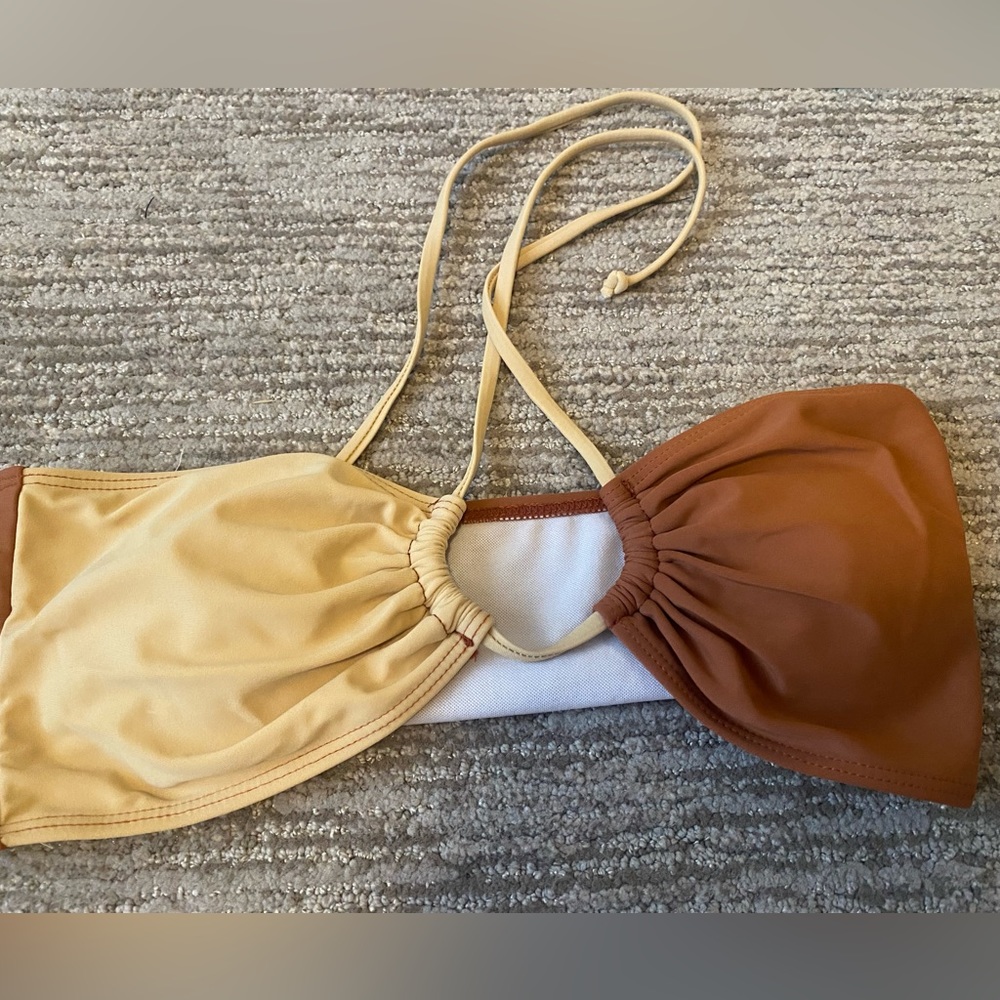 Brown CrissCross Bikini Top